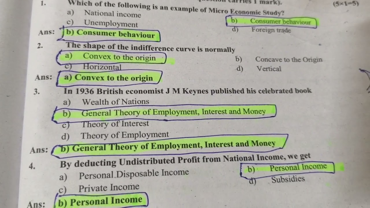 Economics Subject MQP 1 ,2 , 3 | Students Education channel 