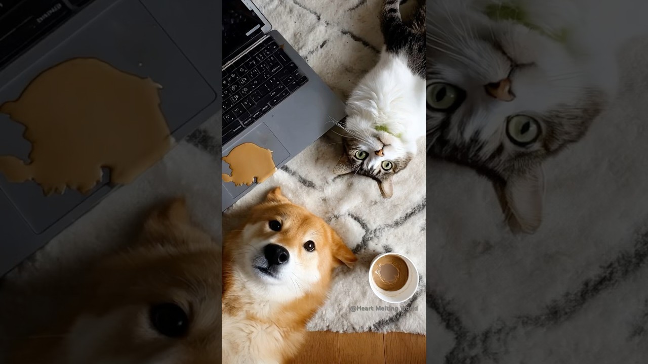 Who Spilled the Coffee? Puppy or Kitten? Watch to Find Out!