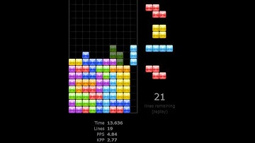 【Tetris 40 lines】 21.735 seconds by z2sam on Jstris