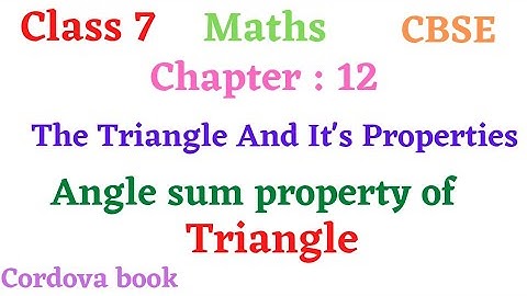 Class 7 Maths Chapter 12-The Triangle And It