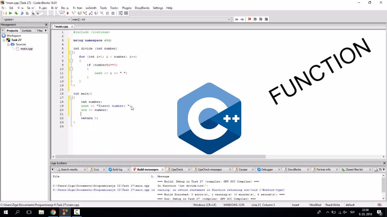 Task: searching dividers (function) C++ - YouTube