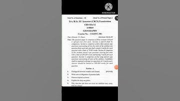 Geography 3rd sem previous year question paper# jammu university