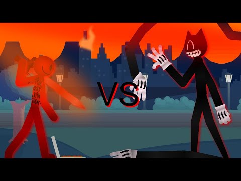 Cartoon cat vs coolkid (stick nodes) Trevor Henderson vs forsaken