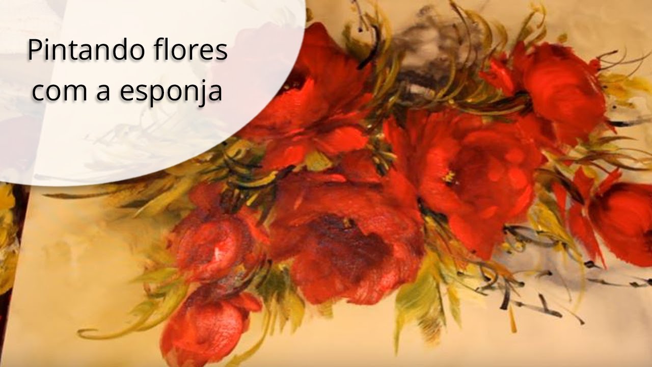 Pintando flores com a esponja