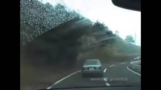[V0035] 020102 小雪が舞う宮崎県道36号沿いの岬馬に観光客が群がり路上を野生猿が占領する都井岬 Japanese country roads; Toimisaki