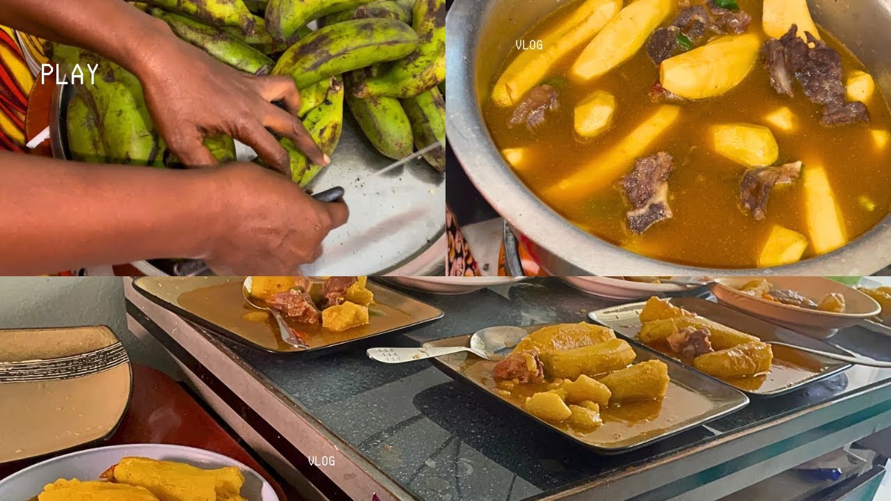 Matoke Ritual Making Ugandan food from scratch ( matoke with beef recipe ) 🥘 + fresh ...