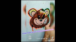 Happy/Angry cartoon bear face airbrushed