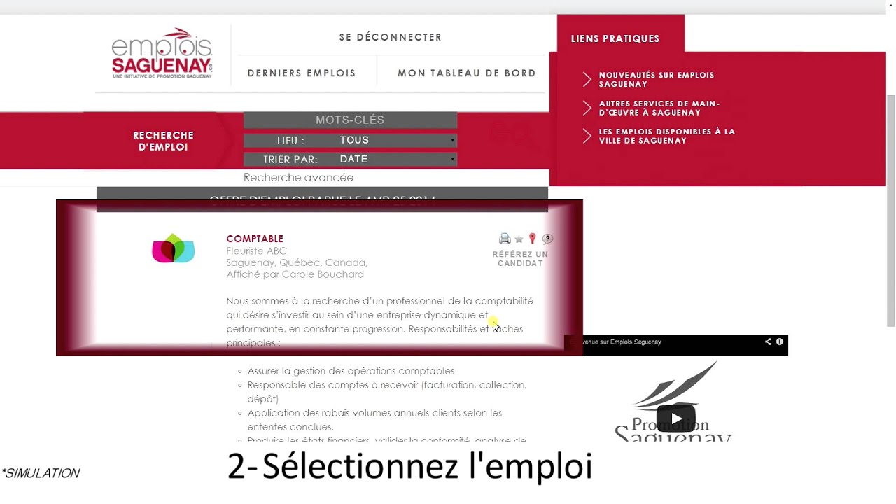 Tutoriel Emplois Saguenay Comment référer un candidat YouTube