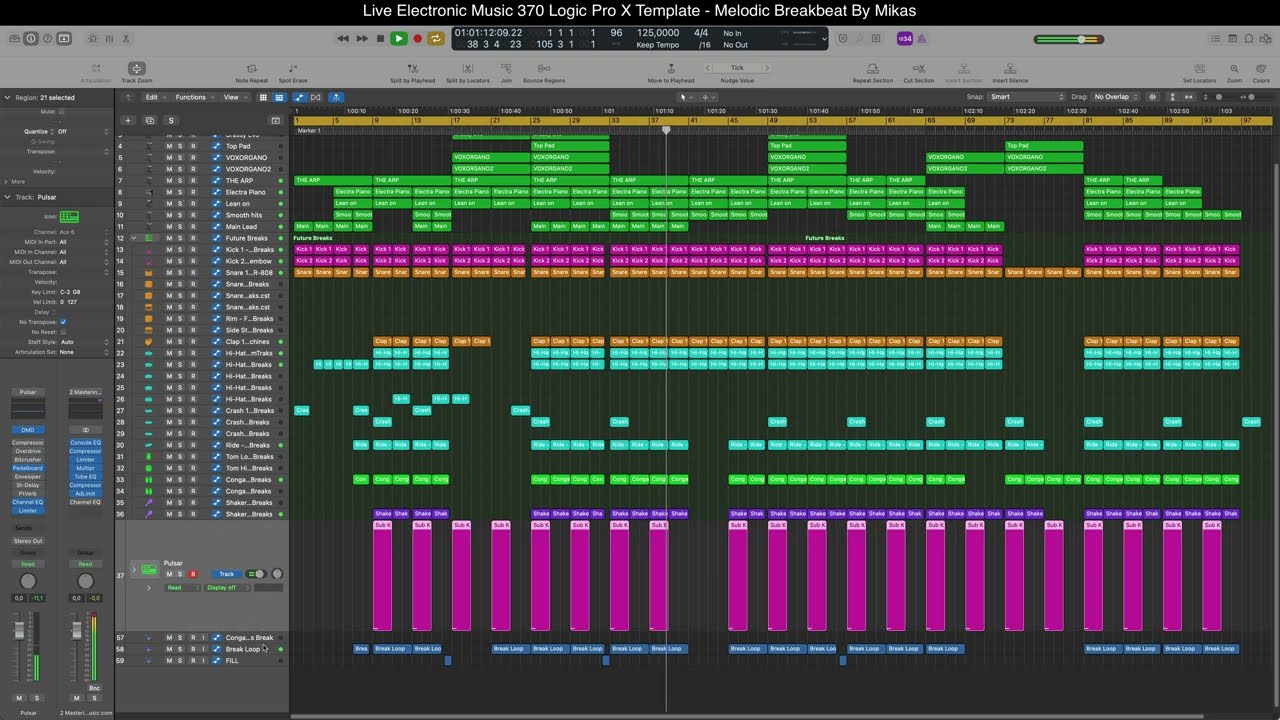 Professional Melodic Breakbeat Logic Pro X Template - Complete Project Screenshot & Full Mix Preview