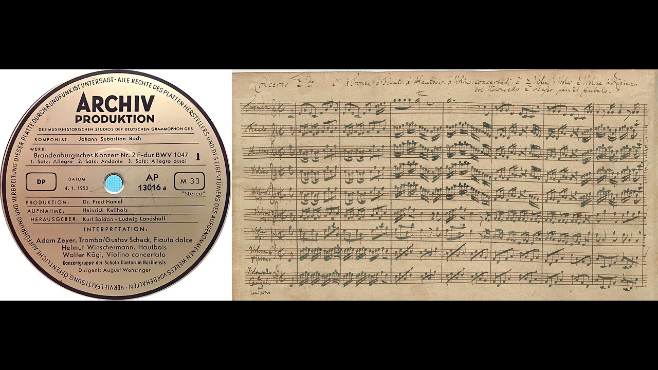 J. S. Bach: 2. Brandenburgisches Konzert F-Dur BWV 1047 | Konzertgr. SCB, August Wenzinger |1953 |