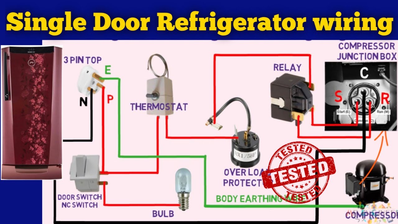 Single Door Refrigerator Wiring Diagram | How To Check Refrigerator Wiring  - Youtube