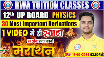 UP Board Exam 2024 | 12th Complete Physics Derivations Marathon | Ncert Physics PYQ