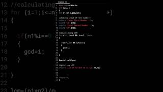 LCM Calculation of Two Numbers Program in C Language | #shorts