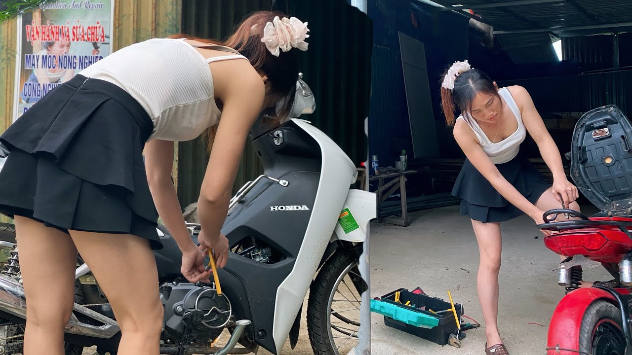 What safety equipment did the girl install on her motorbike?