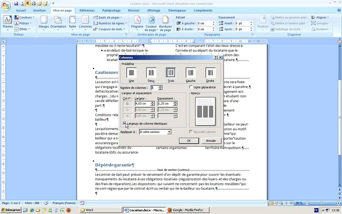 Word Multi Colonnes