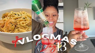 VLOGMAS DAY: 13 COOK WITH ME👩🏽‍🍳 | SHRIMP ALFREDO PESTO PASTA🍝 | Kelsea Rae💕