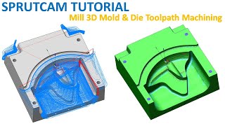 SprutCAM Tutorial #140 | How to Create Toolpath Mill 3 Axis Mold & Die Profile