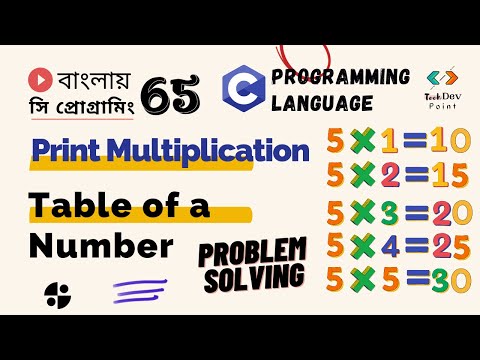 Lec 65: Print Multiplication Table using for Loop | C Programming Tutorial Bangla | সি প্রোগ্রামিং