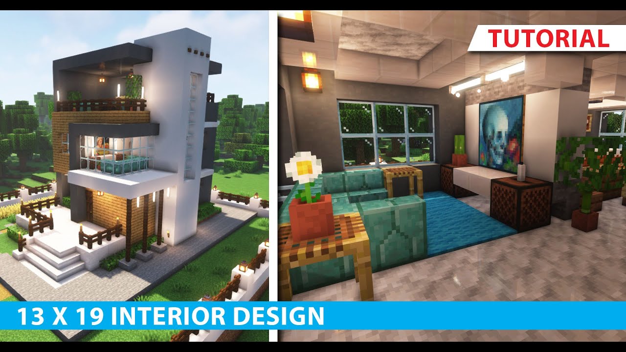 13x19 Modern House Design Interior Tutorial 2 | Minecraft