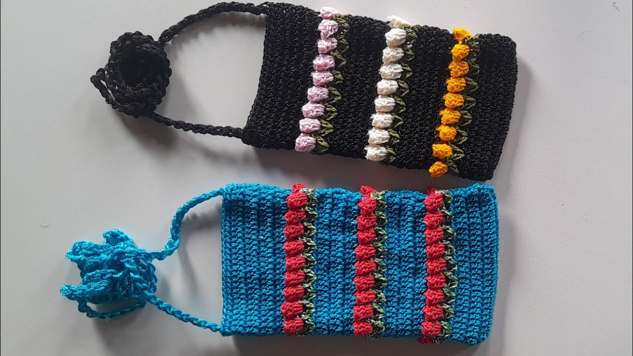 Bolsinhas porta celular em crochê passo a passo 