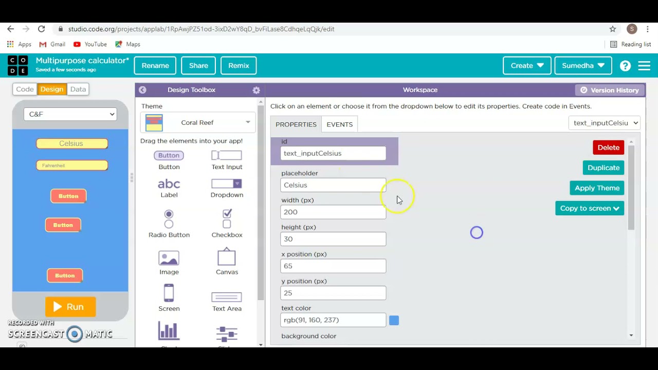How to make a Multipurpose Calculator in Studio.code.org Part 1 - YouTube