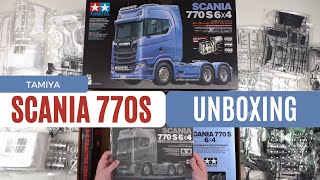 UNBOXING - Tamiya SCANIA 770 S V8 (56368) & CAB size comparison with AROCS 3363 - 4K