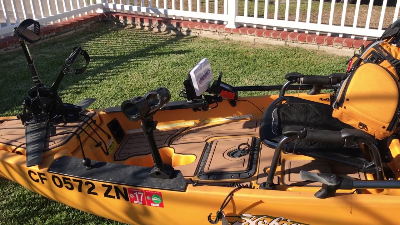 Hobie Pro Angler with rear mount torqeedo evolve and marine mat. YouTube
