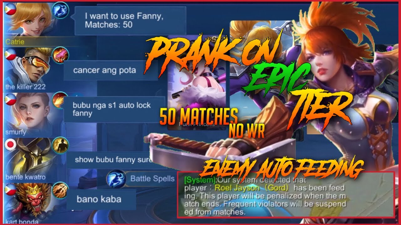 PRANK ON EPIC TIER!!! 50 MATCHES NO WR!! ENEMY AUTO FEEDING!! MOBILE