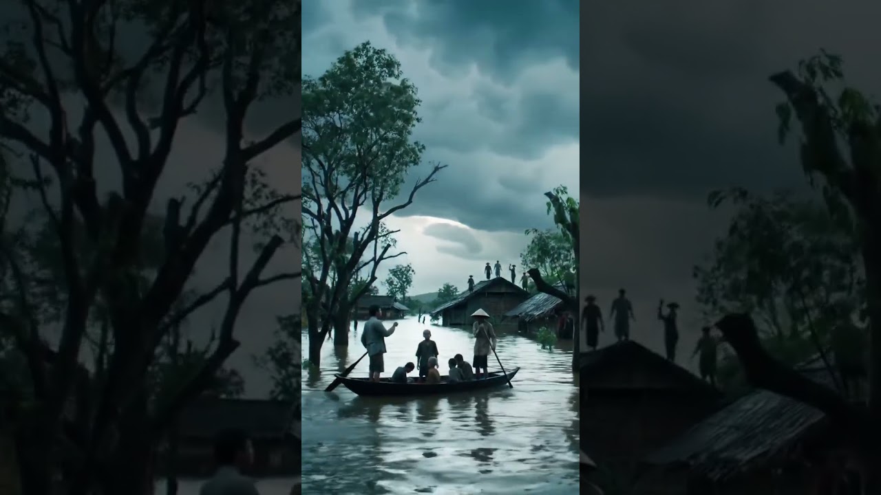 Villagers Rescue Flood Victims by Boat | Emotional Flood Relief Scene