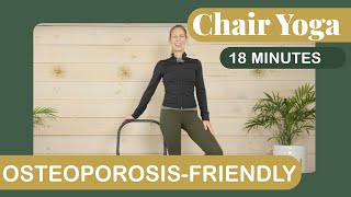 18 Minute Chair Yoga for Balance | Osteoporosis Friendly Yoga for Stability and Strength