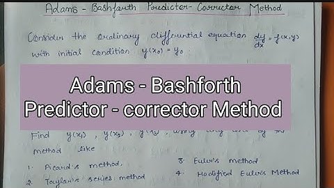 Adams - Bashforth Predictor corrector Method| Complete concept & Important questions|