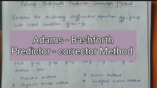 Adams - Bashforth Predictor corrector Method| Complete concept & Important questions|