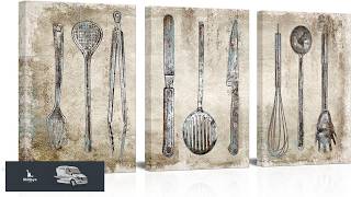 Kalormore Vintage Kitchenware Canvas Art Prints Rustic Kitchen Wall Decor 12 x16 x3pcs