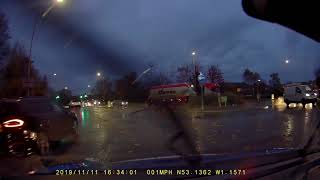 Blockers at a small roundabout