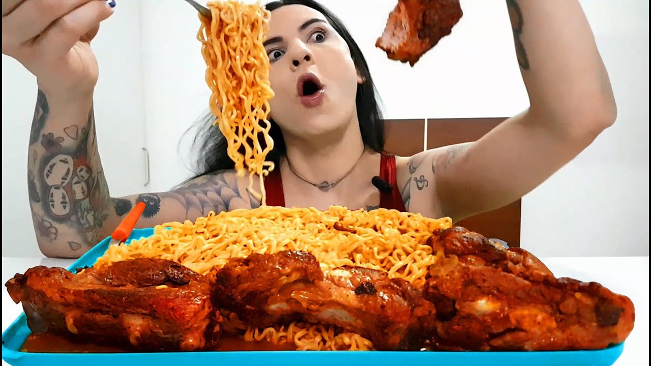 MIOJO COM COSTELA DE PORCO/SUINA - MUITA COMIDA MUKBANG ASMR BRASIL