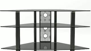 AVF TV Stand with Cable Management for up to 55″ TVs, Multiple Colors 44 Inch Corner Glass TV Stand in Black with Cable Management by Ryan Rove Ruby