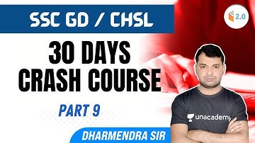 30 DAYS CRASH COURSE | Day 9 | Maths | Dharmendra Sir | SSC GD/CHSL