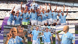 Manchester City Lifts The 2023/24 Premier League Title🏆 Haaland, Kevin, Silva And Rodri Interview