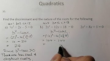 Nat5 Discriminant Nature of Roots Q30 Revision for Jan/Feb