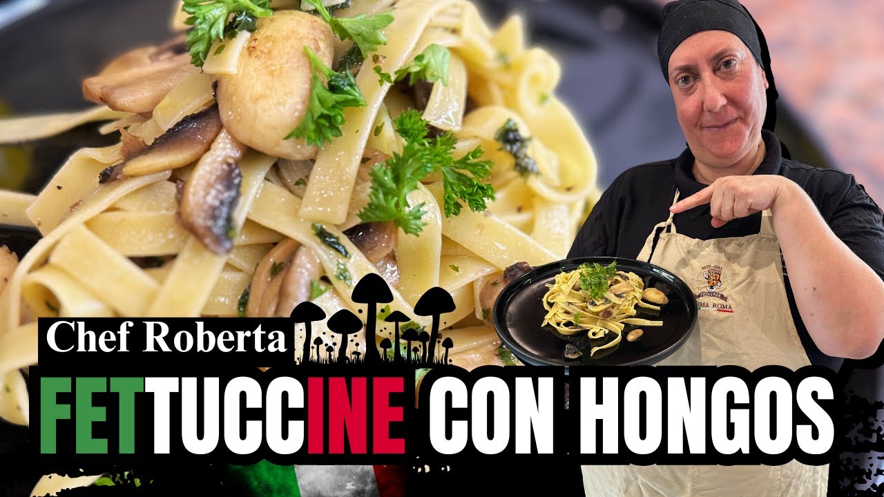 🍝😱 FETTUCCINE CREMOSAS con HONGOS! 🍄 Fácil y Rápida con Champiñones - Receta de Chef Roberta 🇮🇹