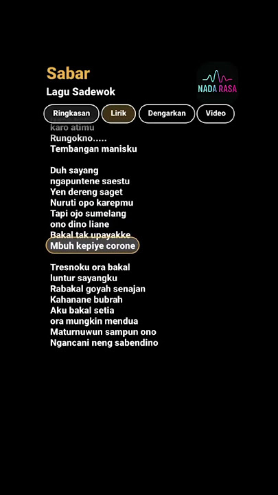 CINTAKU MBOK YO SAMPUN LE NESU NESU || Lagu Viral Tiktok #liriklagu #lyrics #shorts