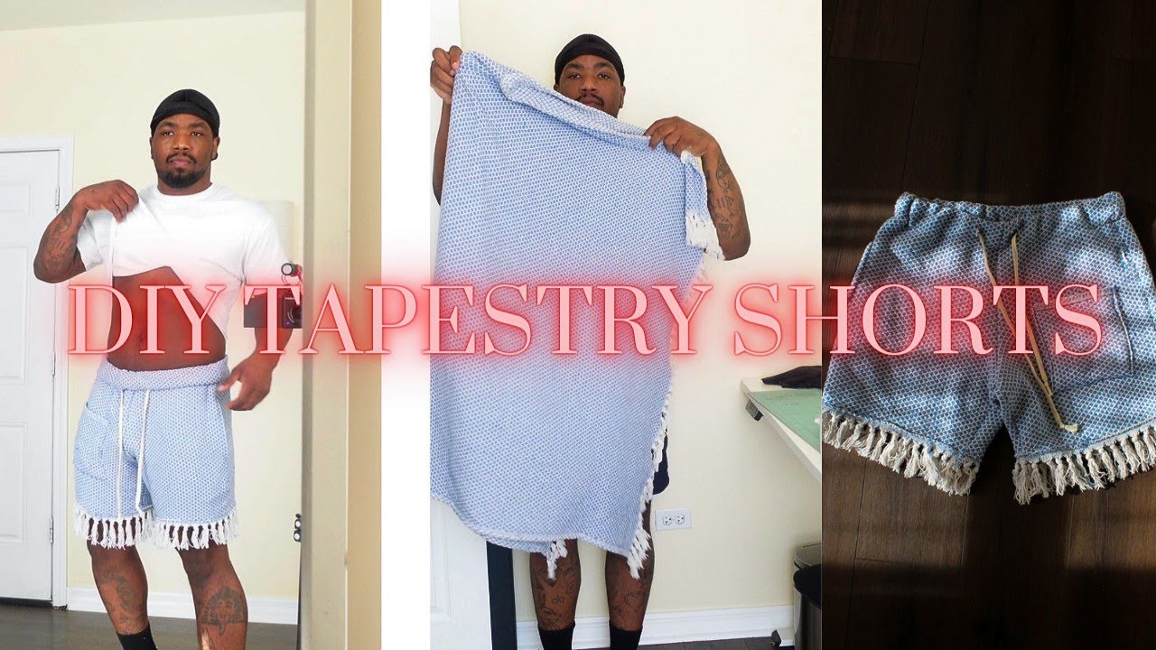 DIY How to make tapestry blanket shorts YouTube