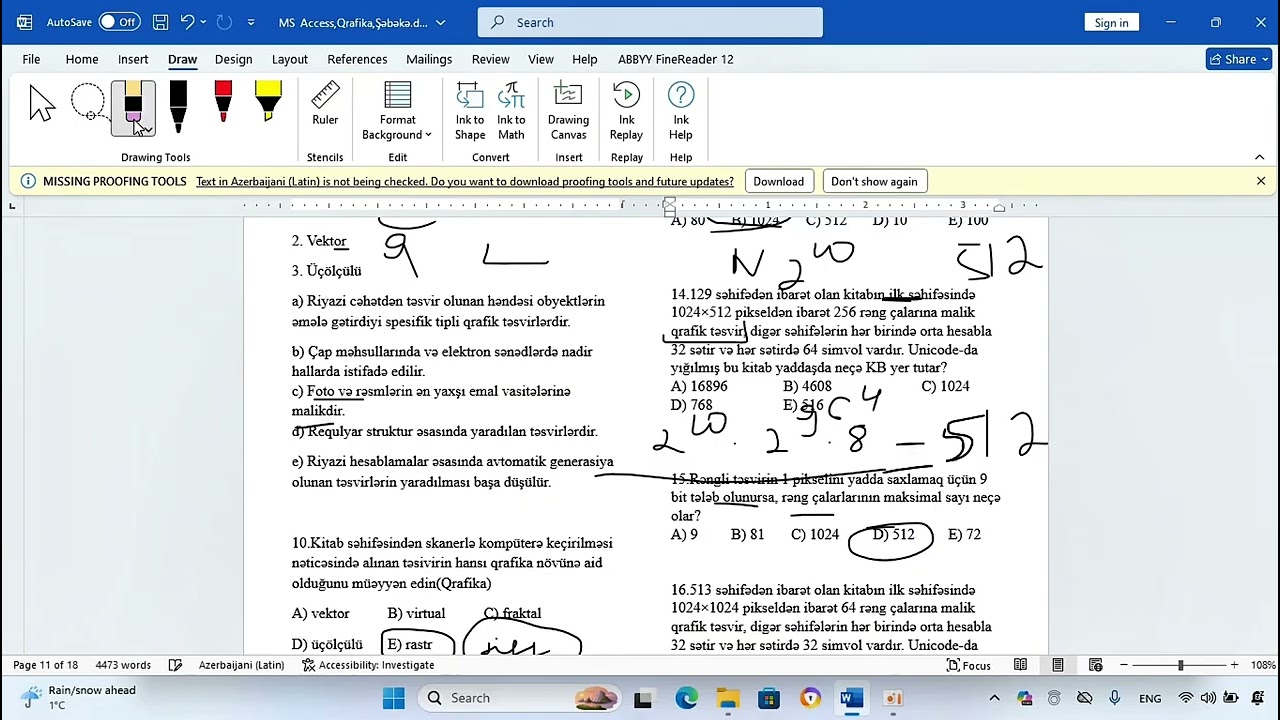 Kompüter qrafikası qəbula düşmüş bütün sualların izahı 