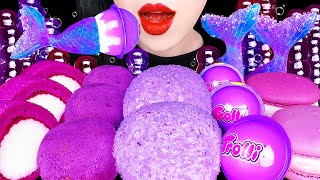 ASMR PURPLE FOOD 보라색 디저트 먹방 SNOWBALLS, MERMAID CANDY, TANGHULU, PURPLE GUMMY EATING SOUNDS MUKBANG먹방