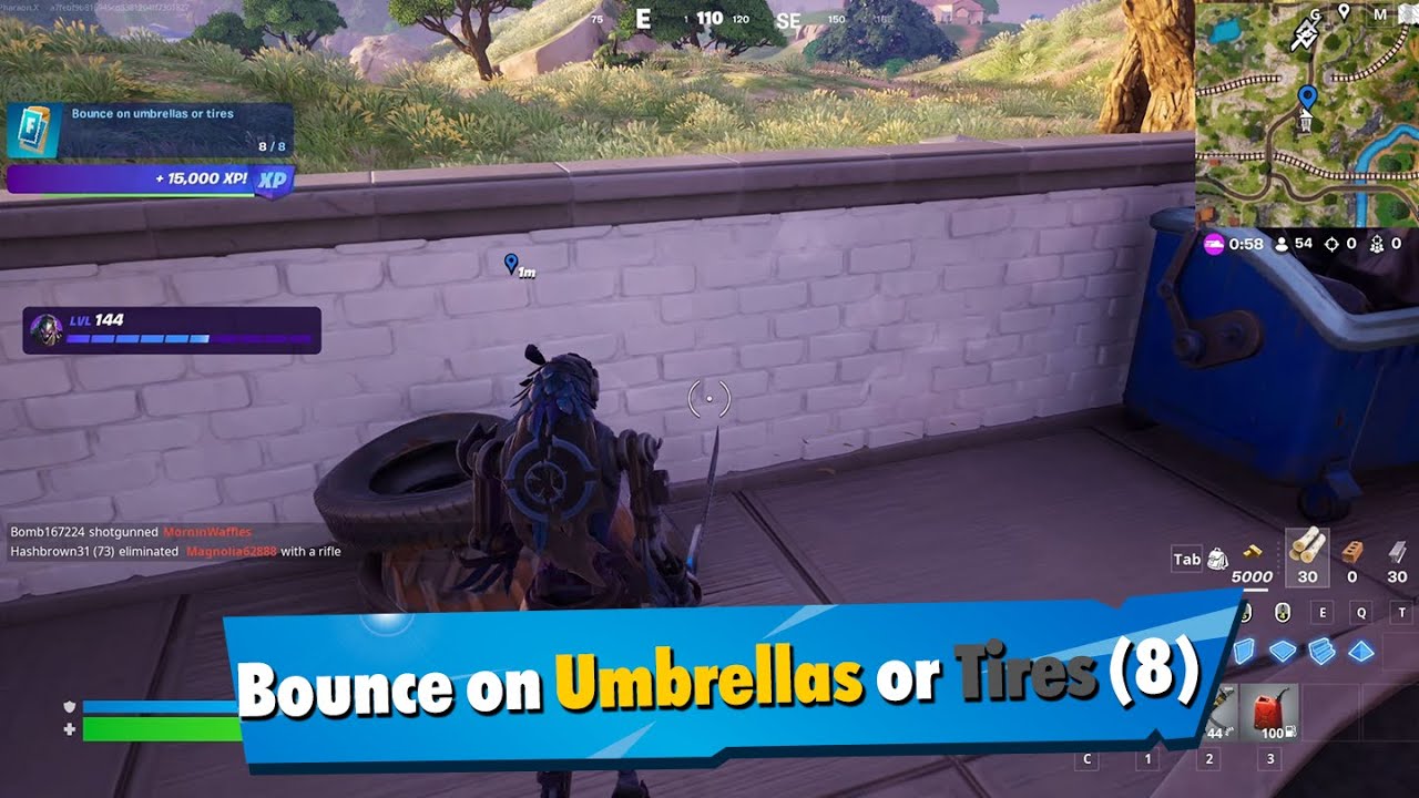 Bounce on Umbrellas or Tires Fortnite Quest
