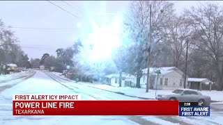 Transformer explosion, fire caught on camera in Texarkana during winter storm
