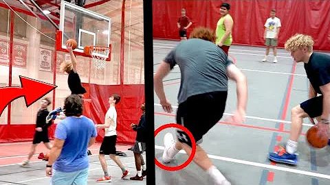 Trying To Dunk In Game! 5v5 Against College Kids!