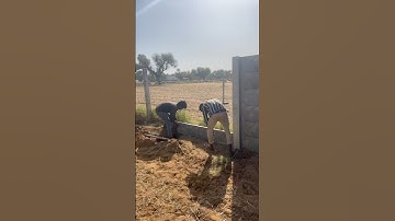 This is how the precast cement compound concrete boundary wall fins are fixed by the labour #rcc