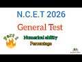 NCET 2026 #General Test | Numerical Ability Part 1– Percentage Tricks Concept + Questions #ncet