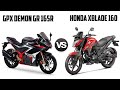 Gpx demon gr 165r vs honda xblade 160  comparison  mileage  top speed  price  bike informer